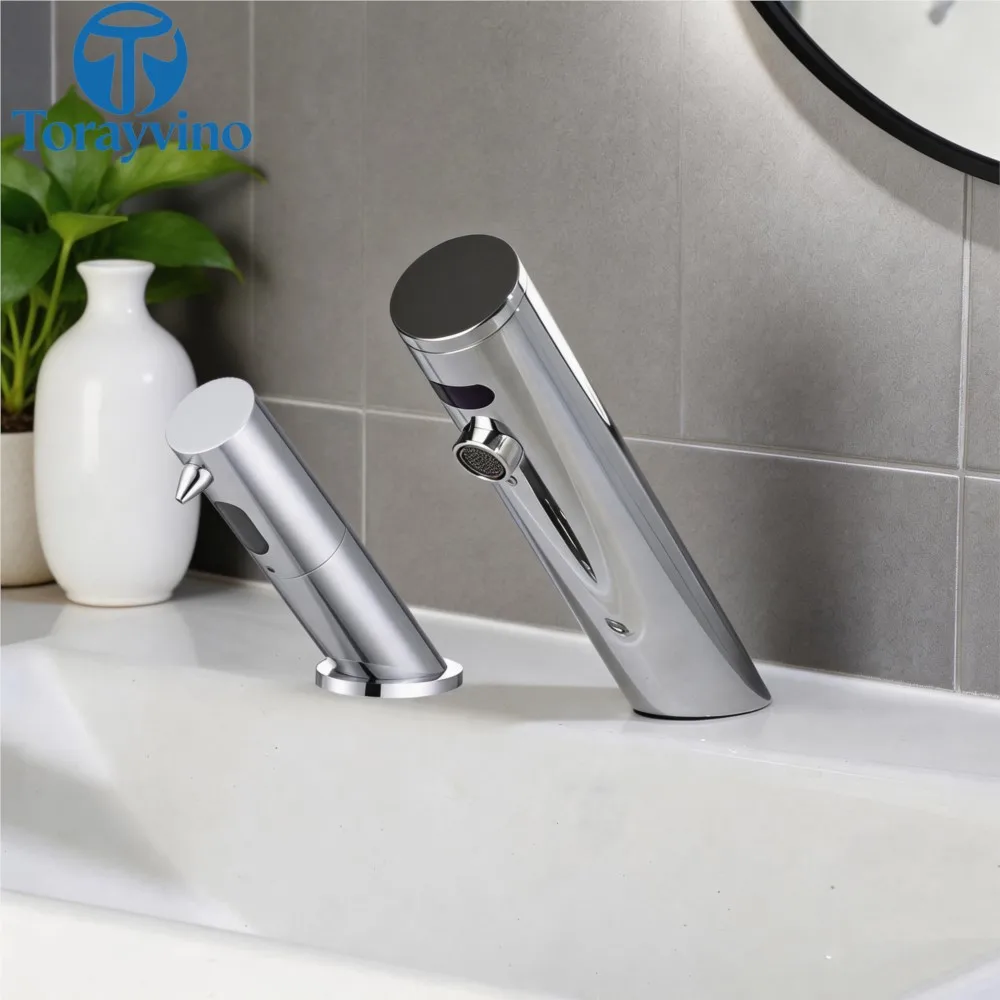Torayvino Nickel Bathroom Kitchen Faucet 2 in 1 Design 500ml Touchless Automatic Soap Dispenser only cold Basin Mixer Taps