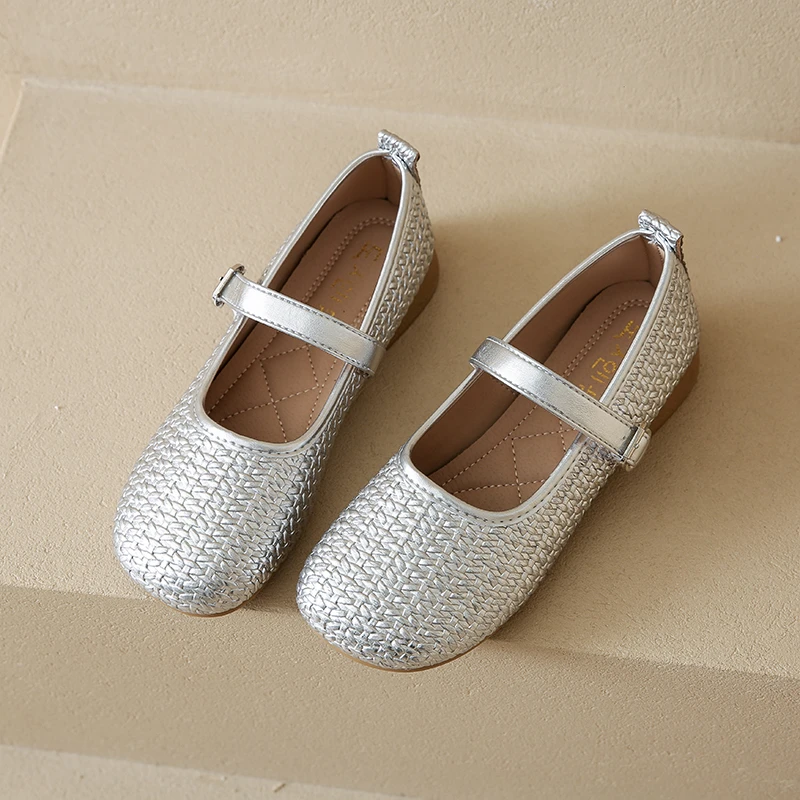 

Silver Braided Women's Single Shoes | High-End Elegant French Mary Jane Shoes | Chunky Heel Soft Sole Driving Shoes
