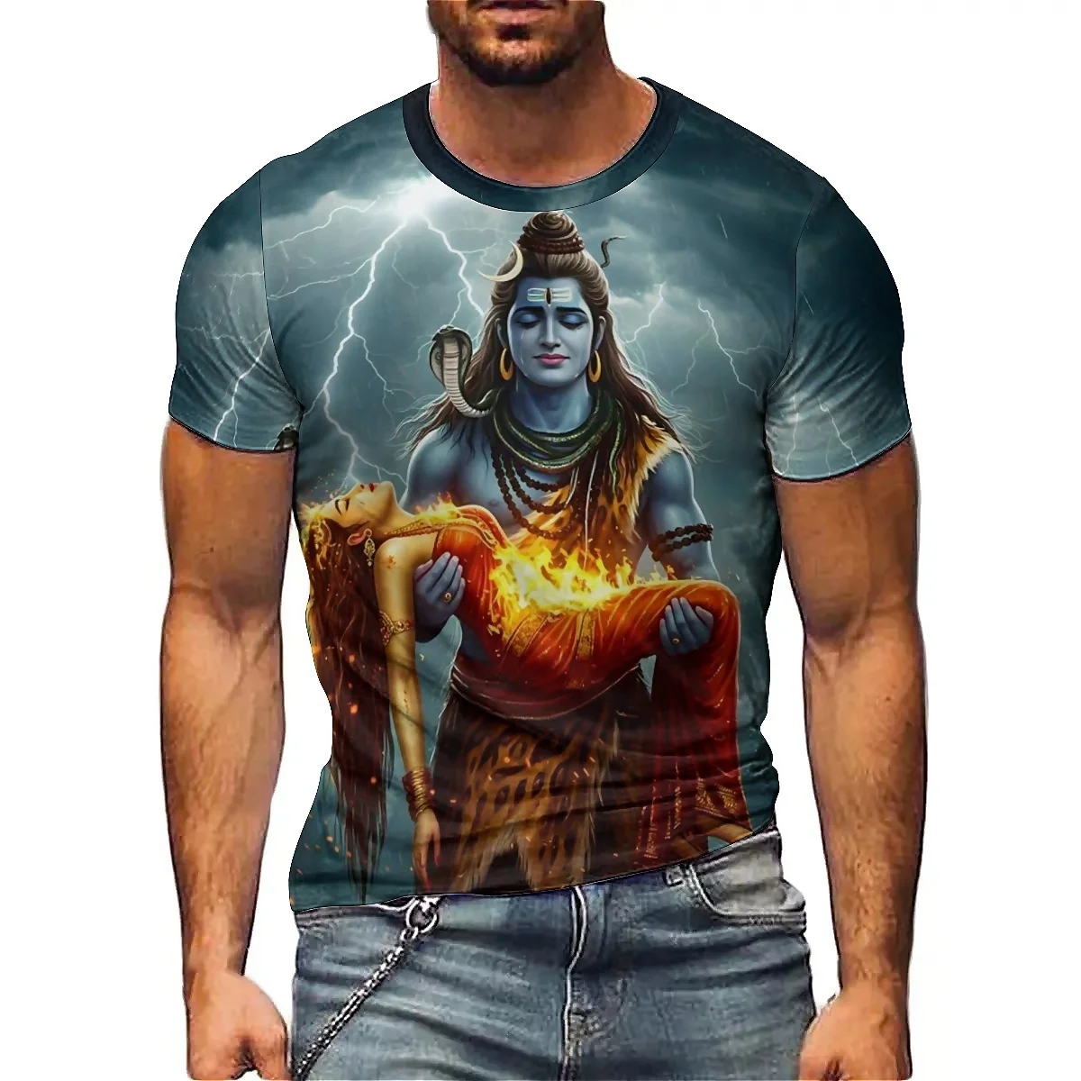 

Daily Outing Loose Loungewear & Outdoor Men's 3D Printed Short-Sleeve T-Shirt - Silky Youth Couple Top