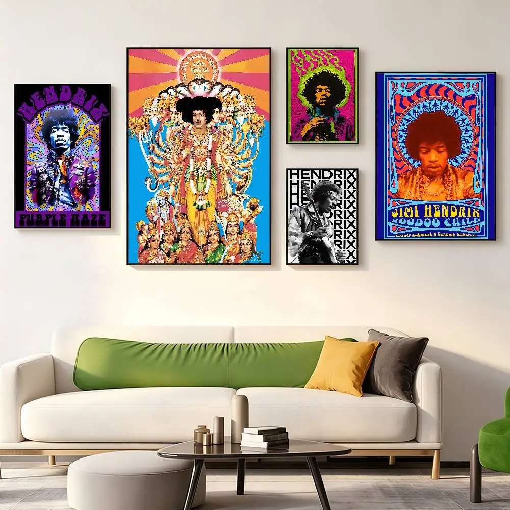 Guitarist J-Jimi HendrixS Posters Wall Art Retro Painting Home Room Cafe Club Dorm Wall Decor