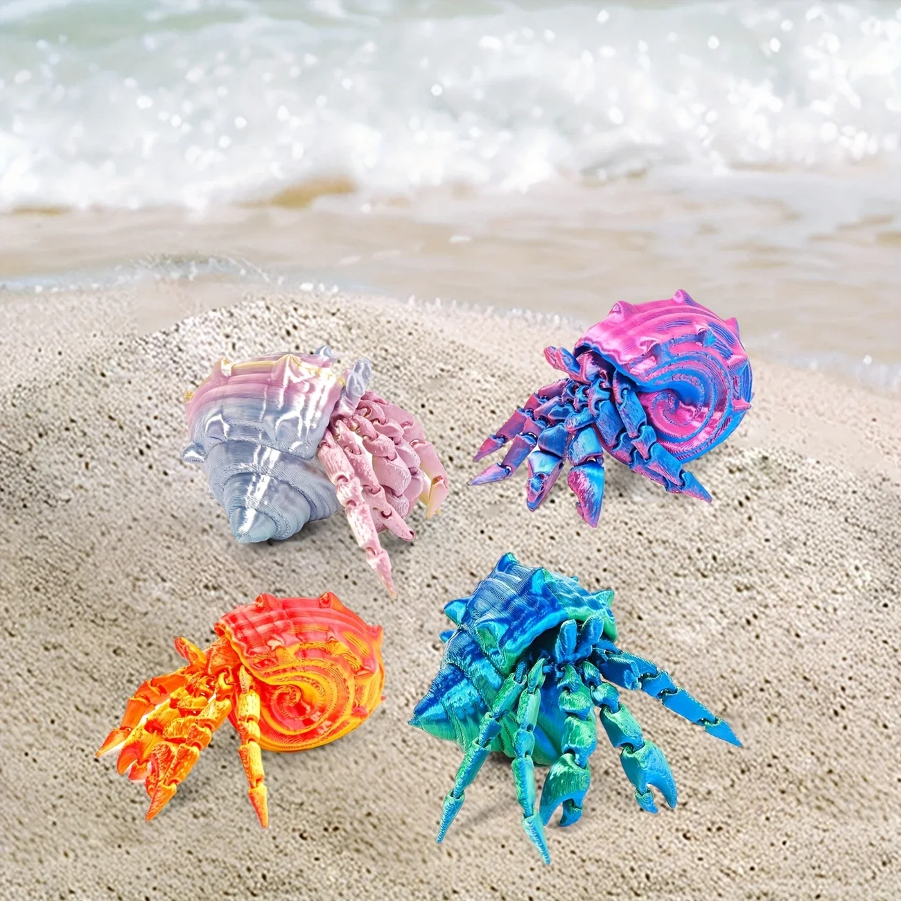 3D Printed Hermit Crab Fidget Collectible Figurines Set, Ideal For Aquarium Decoration, Christmas & New Year Gifts