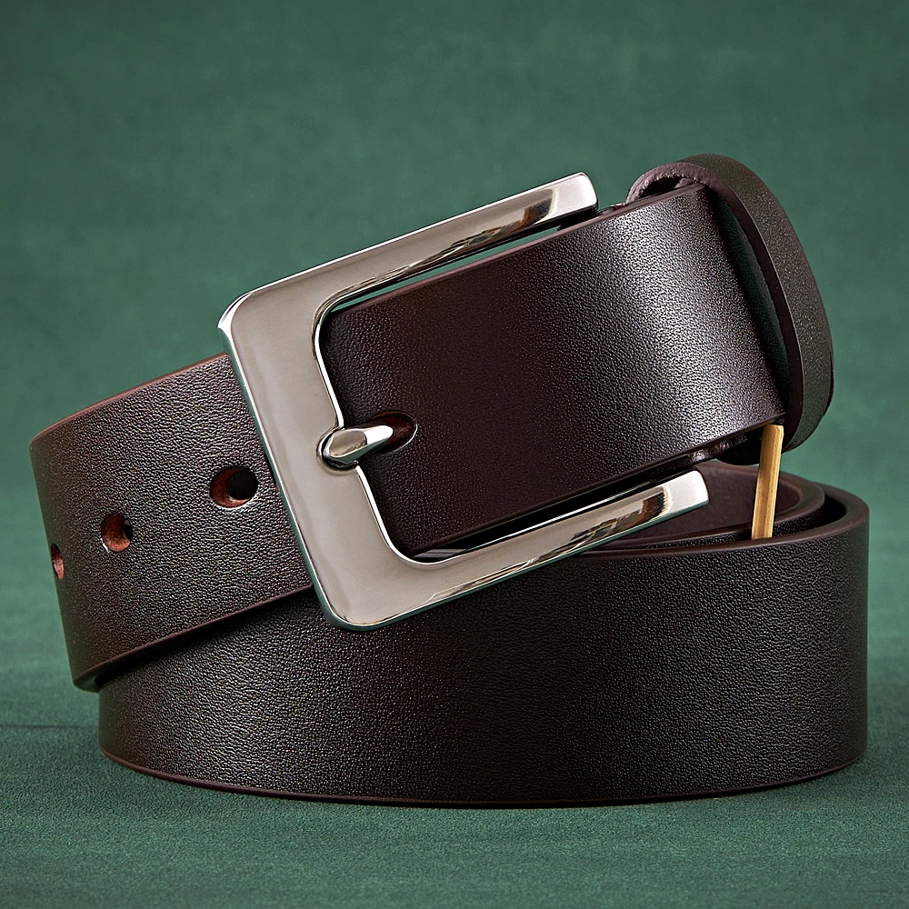 38-センチメートルステンレス鋼バックル抗アレルギー男性ストラップ本革ベルトカジュアル高品質ベルトヴィンテージオリジナル牛革