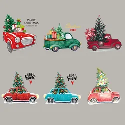 Christmas Tree Christmas Car Christmas Festival DTF Thermo Sticker Decals Heat Transfer Clothes Clothing Crafts Ironing Diy