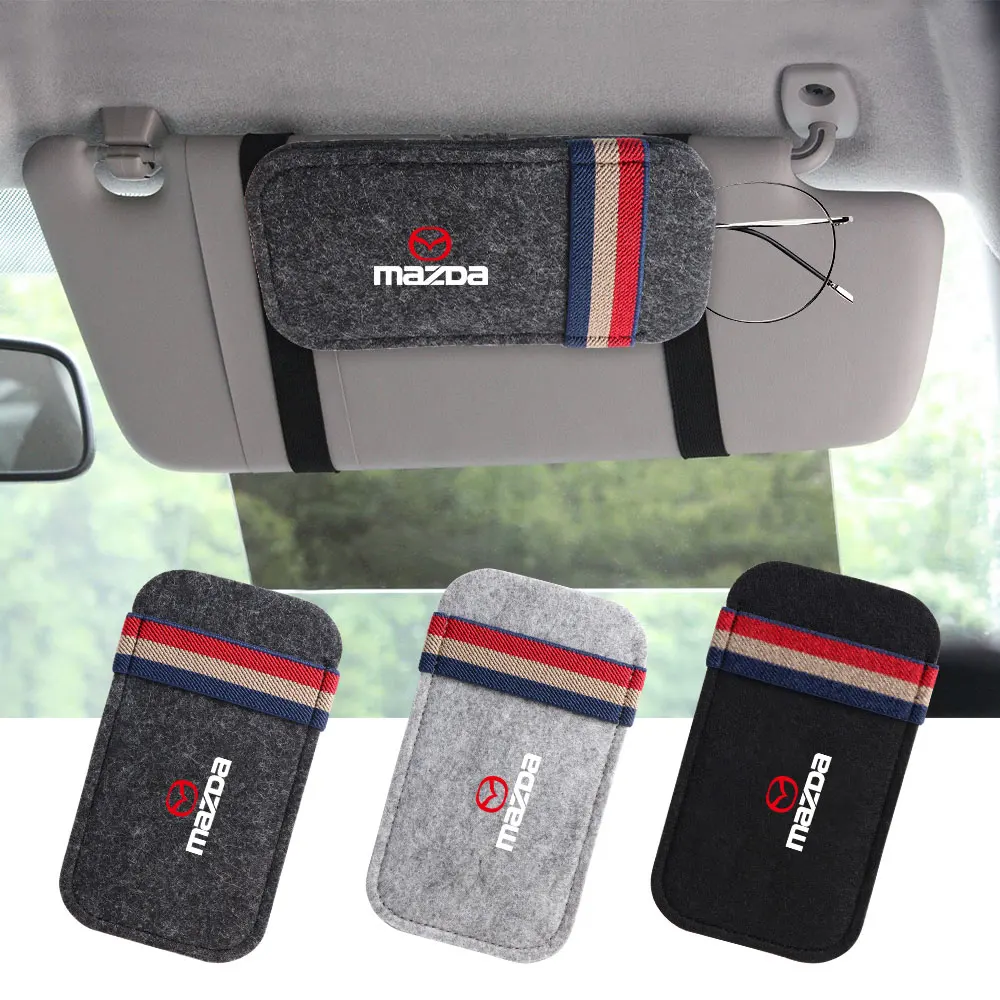 

Фетровая автомобильная сумка-органайзер для солнцезащитных очков, держатель для очков, зажим для хранения очков для Mazda 2 3 5 6 7 323 626 RX7 RX8 MX3 MX5 Axela MS