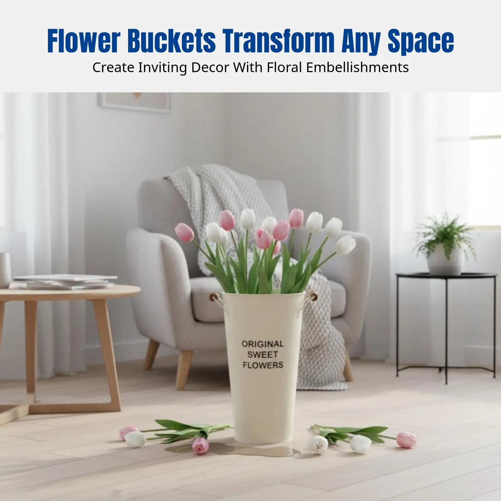 Nordic Iron Flower Container, Large Vase, Home Decor, Florist Arrangement, Deep Water Container