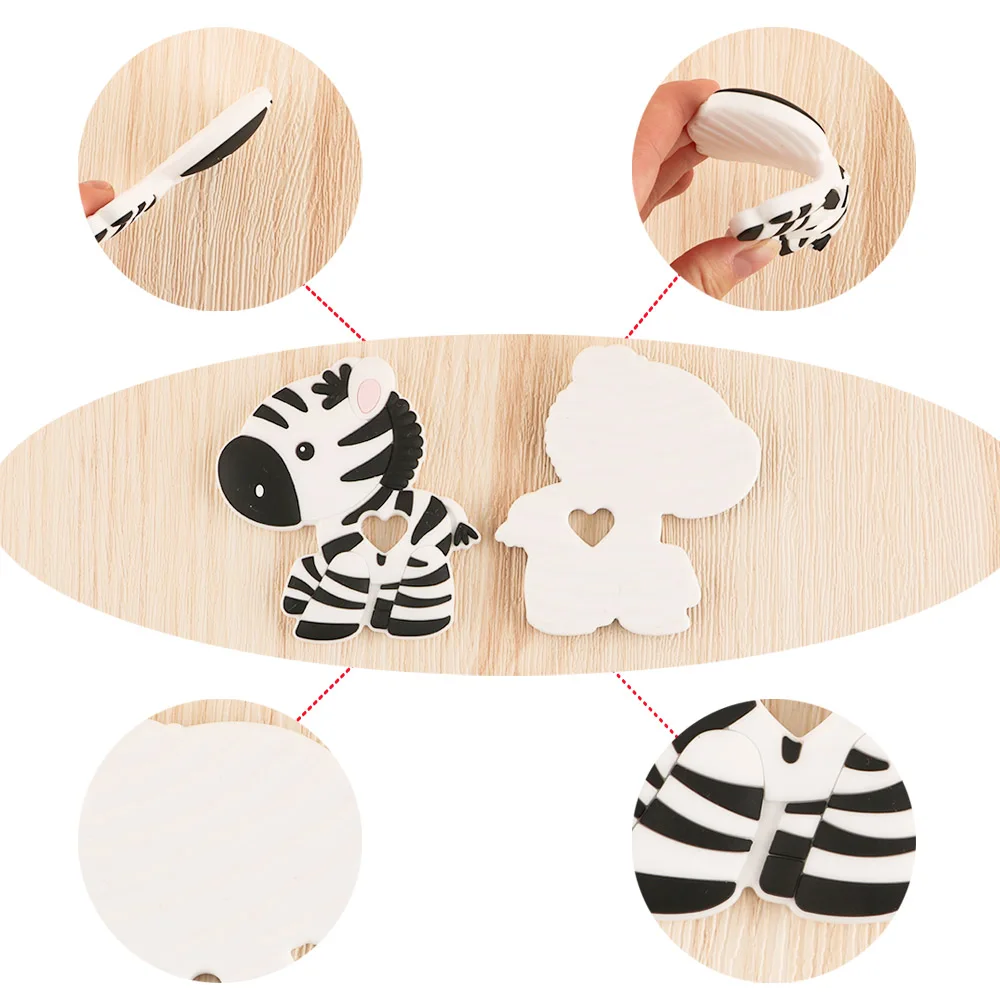 

2pcs Cartoon Elephant/Fox/Bear/Deer/Rabbit/Zebra Animal Silicone Pendant For DIY jewelry Necklace Pendant Handmade Accessories