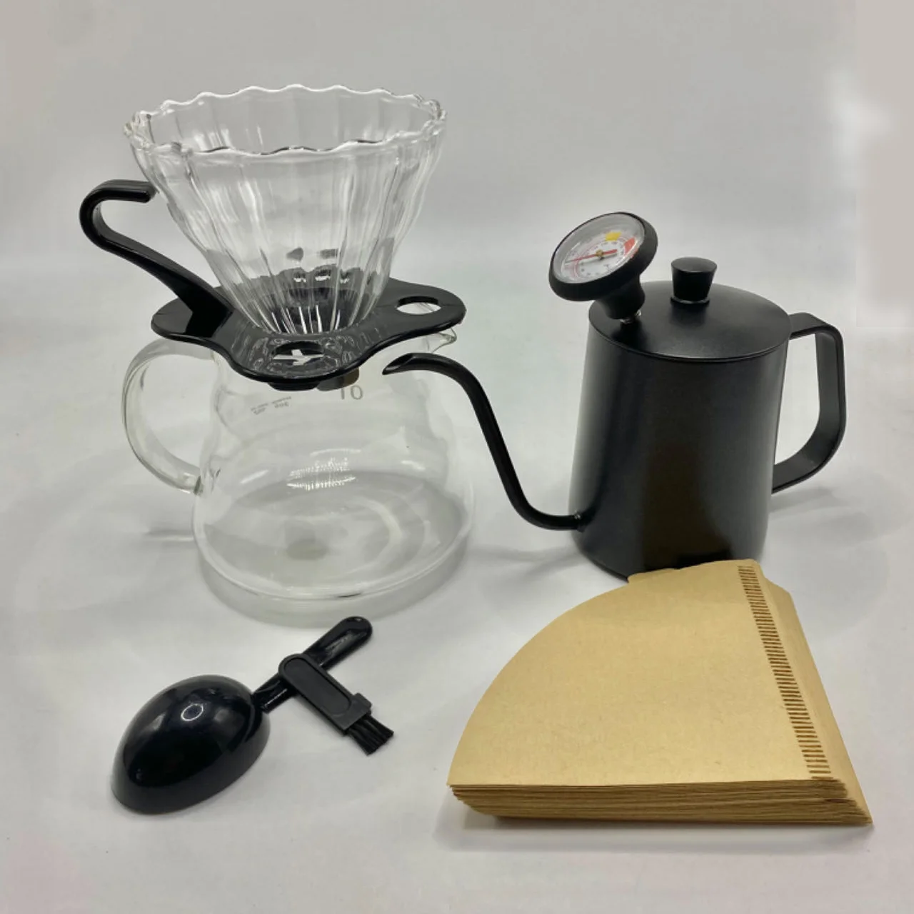 

WICK AND HIS PETS Starter Version ★ 6/7-PCS Coffee Set Pour-Over Kettle Filter Cup Sharing Kettle (360ml) Thermometer V02 Origi