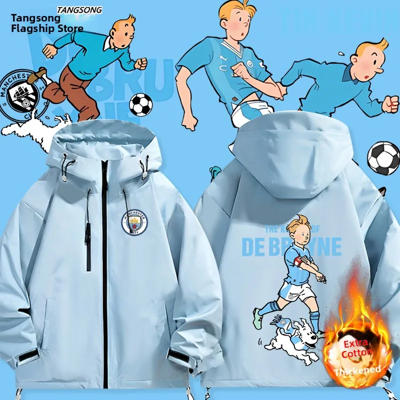

Manchester Ci Kevin De Bruyne Joint Issue Tintin Adventure Windbreaker Jaet ex Coat Anti-Static Treaent Polyester N...