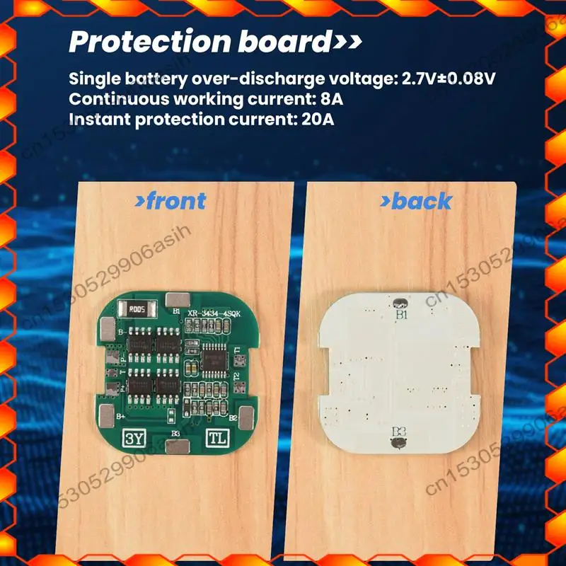 -AT52 5 Pcs 4S BMS 8A 14.8V 18650 Li- Lithium Battery Charge Board Square PCB Short Circuit Protection For Drill Motor