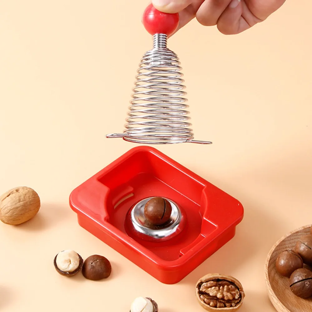 

Easy To Use Stainless Steel Spiral Spring Nutcracker Professional Effective Walnut Plier with Base Tray Nut Shell Opener Pecans