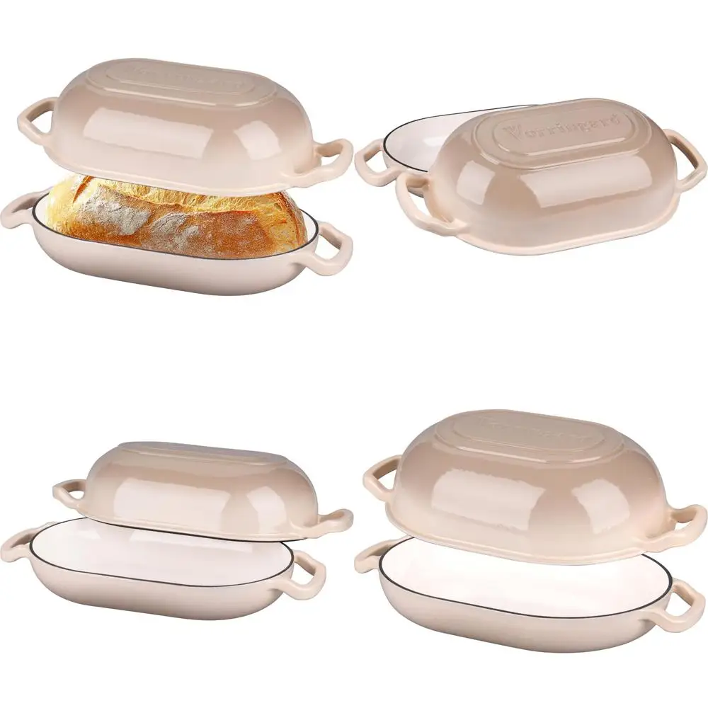 

Эмалированная чугунная печь для хлеба на закваске, голландская печь, чугунная форма для хлеба для домашней выпечки хлеба, форма для мясного рулета с крышкой,