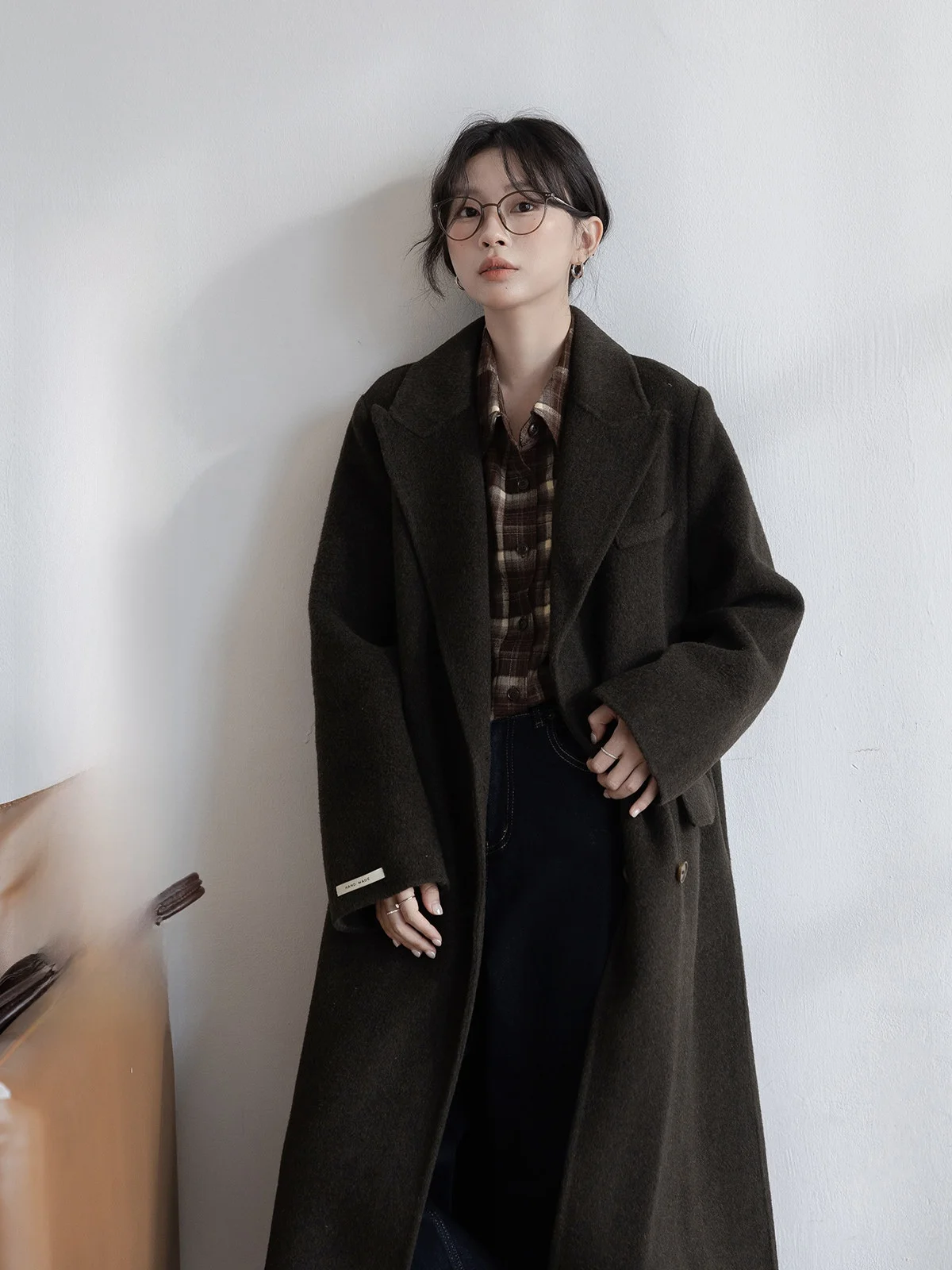 

Double-Sided Woolen Coat Women's Long Ele Faionable Winter New Arrival HUIXI Commute Korean Sle Regular Sve Long