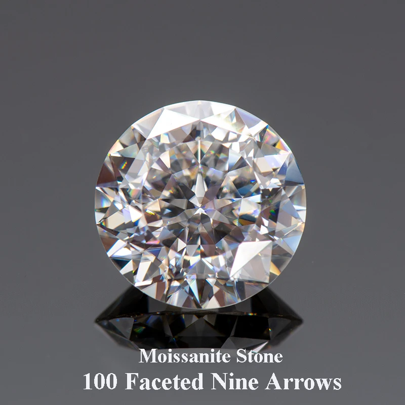 Moissanite Round Shape Special Cutting 100 Faceted Nine Arrows Gemstones VVS1 D Color for Jewelry Materials with GRA Certificate