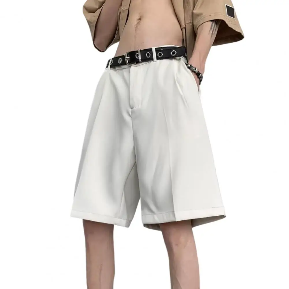 

Мужские шорты 2026: ультратонкие, из ледяного шелка, с широкими штанинами, на пуговицах и молнии, средней посадки, для лета и фитнеса