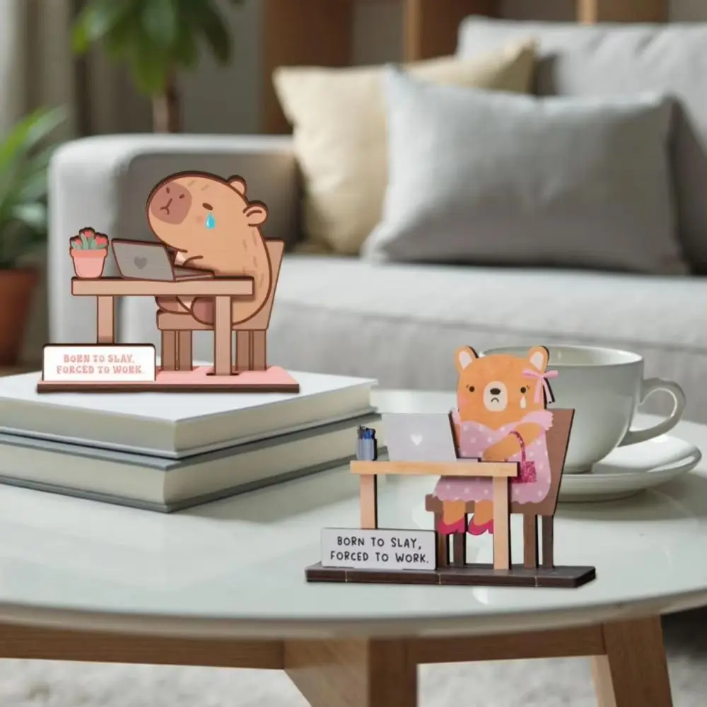 

Capybara Wooden Animal Ornament Motivational Sign Handmade Tabletop Ornaments Bear Figurine Cartoon Wooden Capybara Ornament