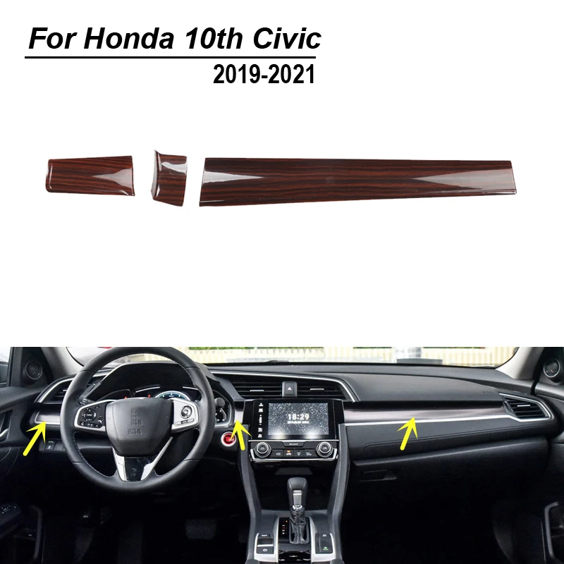 

Left-Driving For HONDA 10th CIVIC 2019-2021 Console Protective Cover ABS Imitation Wood Decorative Stickers Accessories