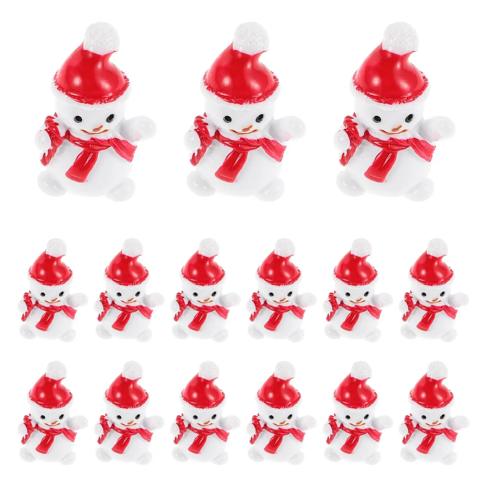 

20 Pcs Mini Snowman Resin Figurines Christmas Decor Micro Landscape DIY Crafts Red Hat Winter Collectibles Toy Accessories Party