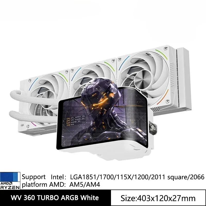 360 TURBO ARGB All-in-one water cooling radiator,Magnetic 6.67-inch 3D curved