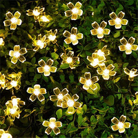 Solar Garlands Light 5m 7m 12m 22m Peach Flower Solar Lamp Power LED String Fairy Lights 6V Garden Christmas Decor For Outdoor