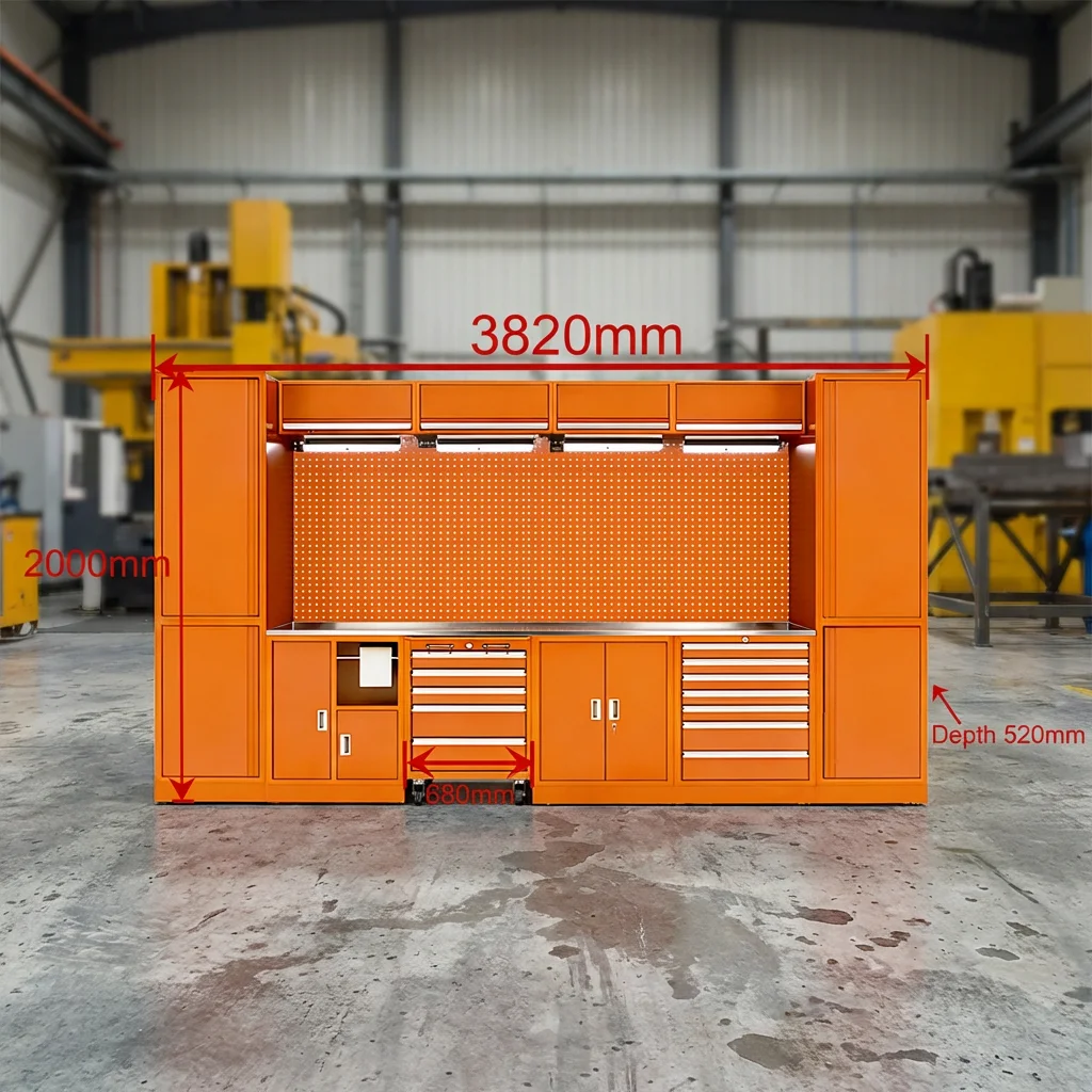 Heavy Duty Tool Cabinet Iron Mobile Industrial Garage Workshop Storage System Tool Chest Units Modular Tool Workbench