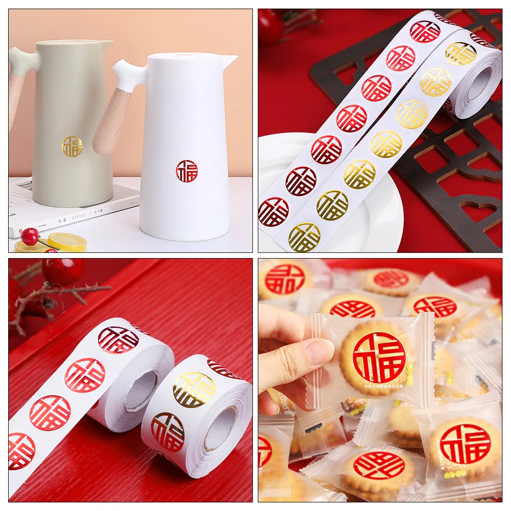 

2024 New Year Fu Word Stickers Chinese Festival Blessings Gift Sealing Decals Festive Decoration Wall Tape