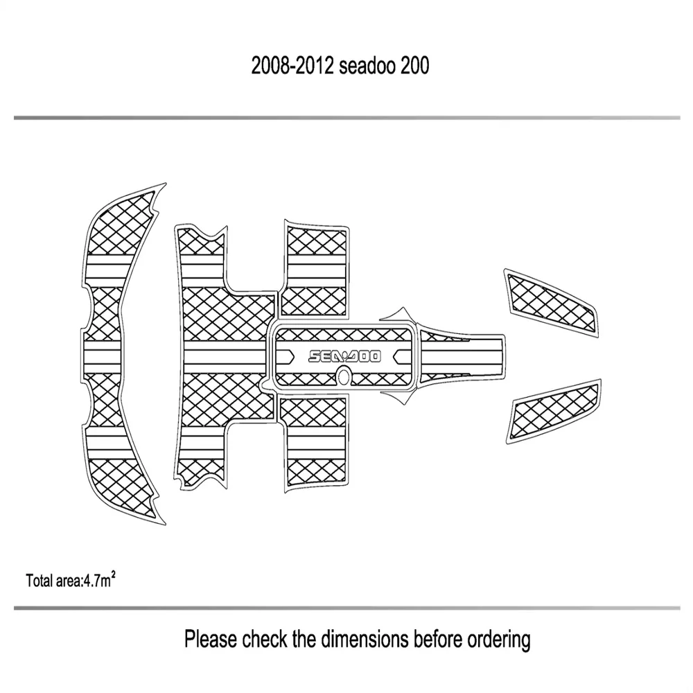 

2005 -2012 SEADOO 200 Cockpit Swim Platform Pads 1/4" 6mm EVA Teak Decking Mat SeaDek MarineMat Gatorstep Style Self Adhesive