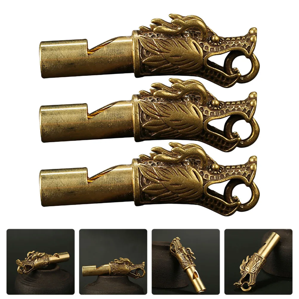 

3Pcs Pure Copper Whistles Dragon Head Portable Emergency Loud Survival Whistle Camping Hiking Accessory Whistle