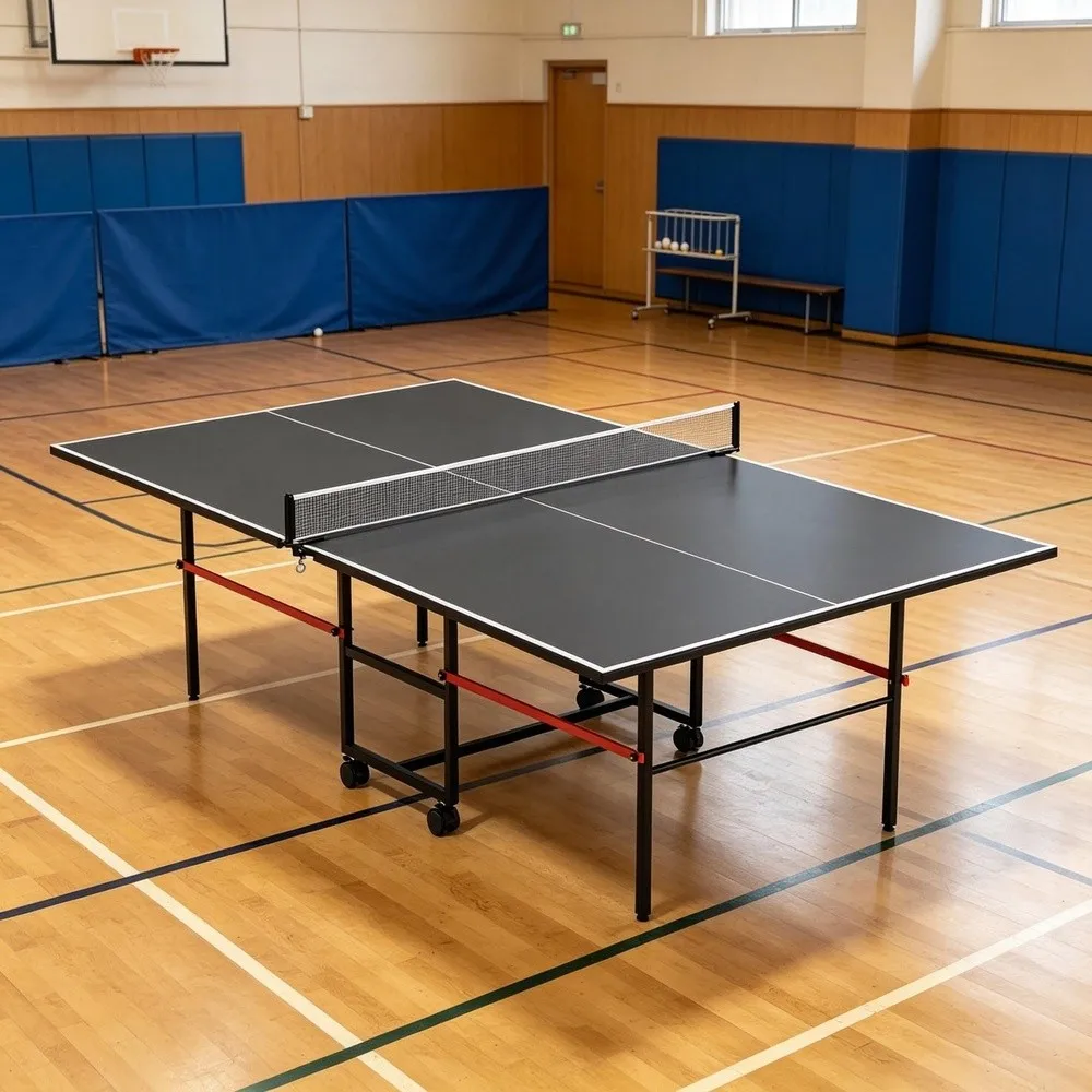 8 FT Foldable Ping Pong Table Mid Size Regulation Table Tennis Table with Net 2 Paddles & 3 Balls Indoor/Outdoor