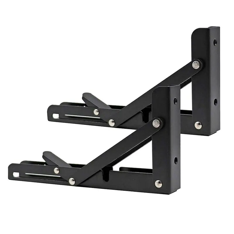 2Piece Campervan Folding Bracket Table Shelf Motorhome Caravan Mini Folding Bracket Black Finish Stainless Steel-A54R