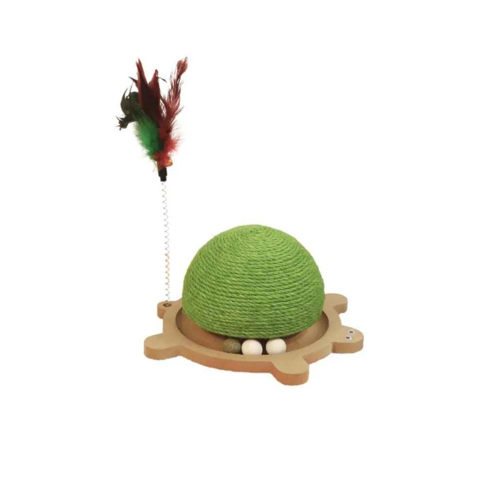 

Wear-Resistant Turtle Shape Scratching Board Grinding Claws Interactive Sisal Cat Scratching Ball with Feather