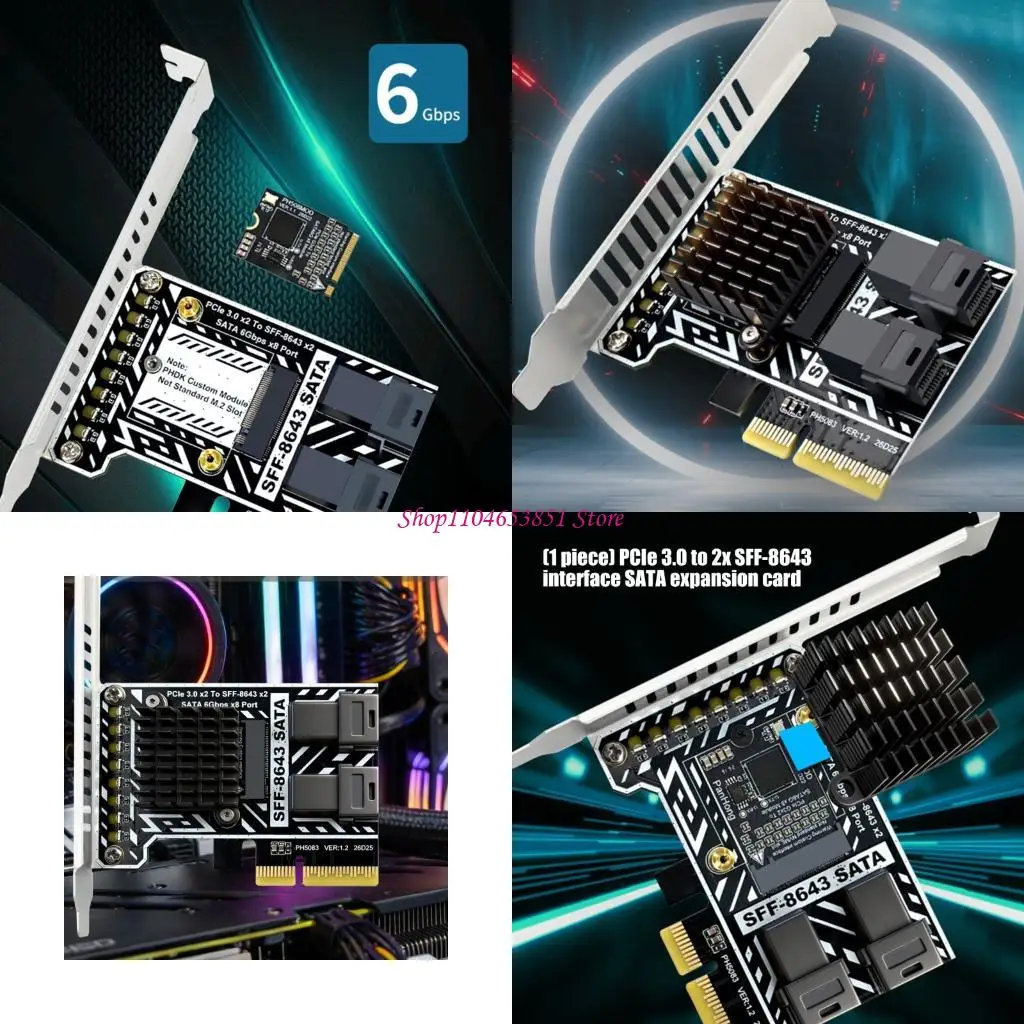 Desktop PCIe3.0 Storage Adapter Card with 2 SFF-8643 Port for Internal SATAs Expansion and Workstations Drive Builds