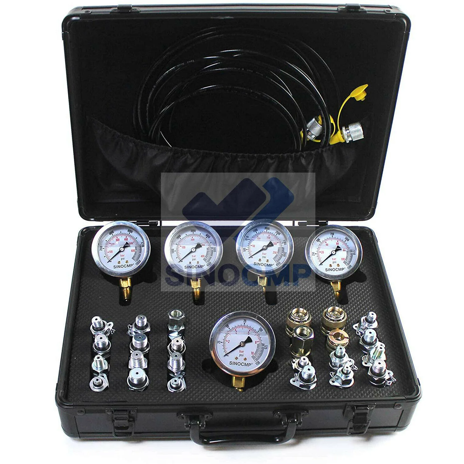 

Hydraulic Pressure Test Kit For Komatsu Excavator Diagnostic with Tool 5 Gauge 24 Couplings Quick Connector Oil Pressure Gauges