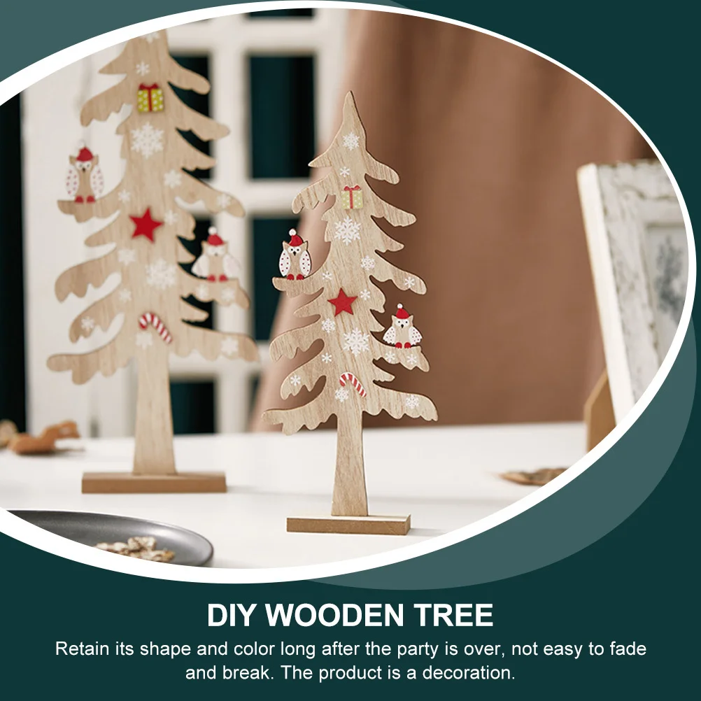 

1pc Wooden Christmas Tree Ornament Diy Desktop Decor For Home Office Party Xmas Gift Festival Layout Tree Adornment