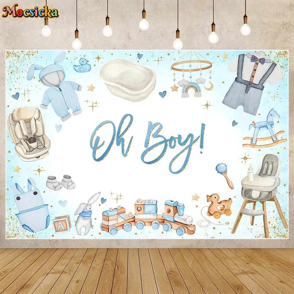 

Mocsicka Oh Boy Baby Shower Backdrop Blue Boys Welcome Party Decorations Newborn Photography Backgrounds Photo Studio Photoshoot