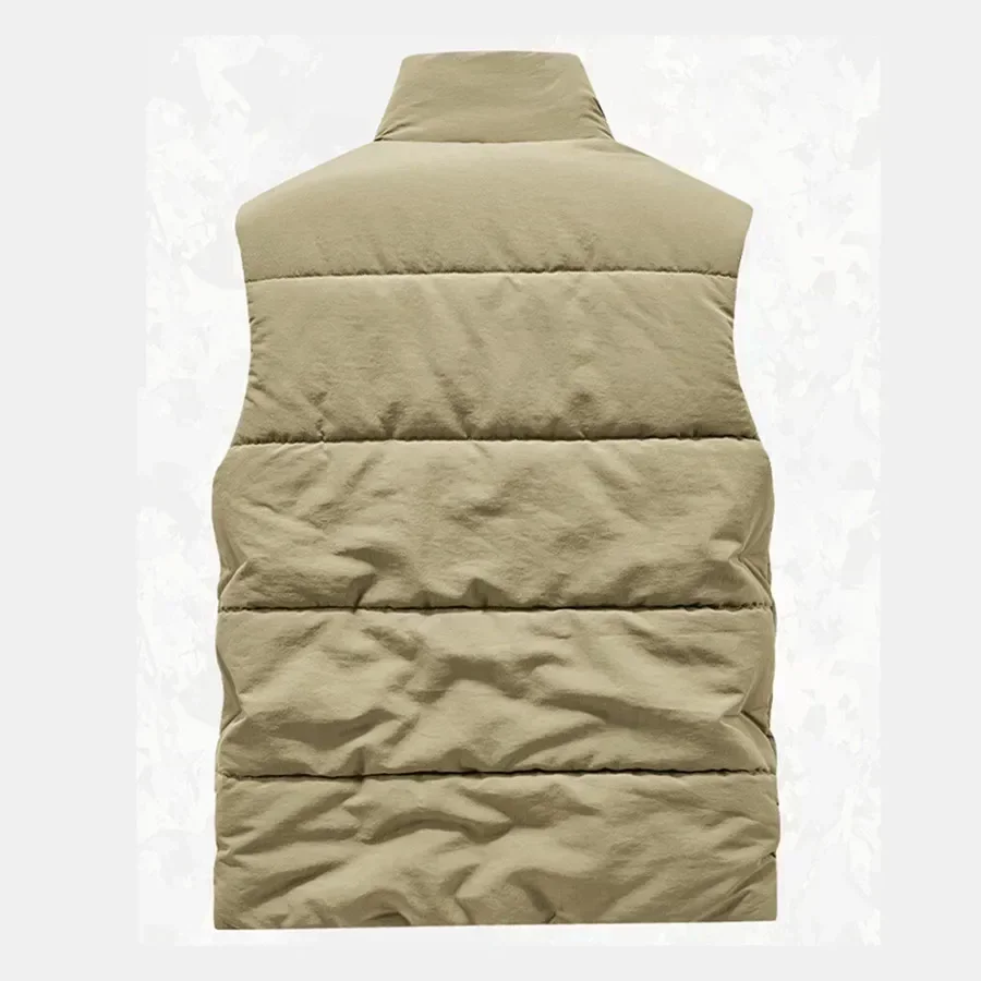 Winter Men's Cargo Vest Thick Fleece Warm Sleeveless Jacket Solid Color Tactical Vests Windproof Coat Men Work Waistcoat 6XL