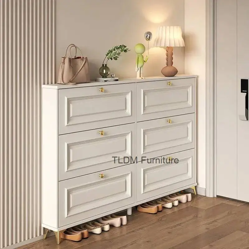 Meubles de maison : Meubles de rangement pour chaussures économiques, style nordique, vintage, pour salon, meubles de rangement pour chaussures au sol, blanc