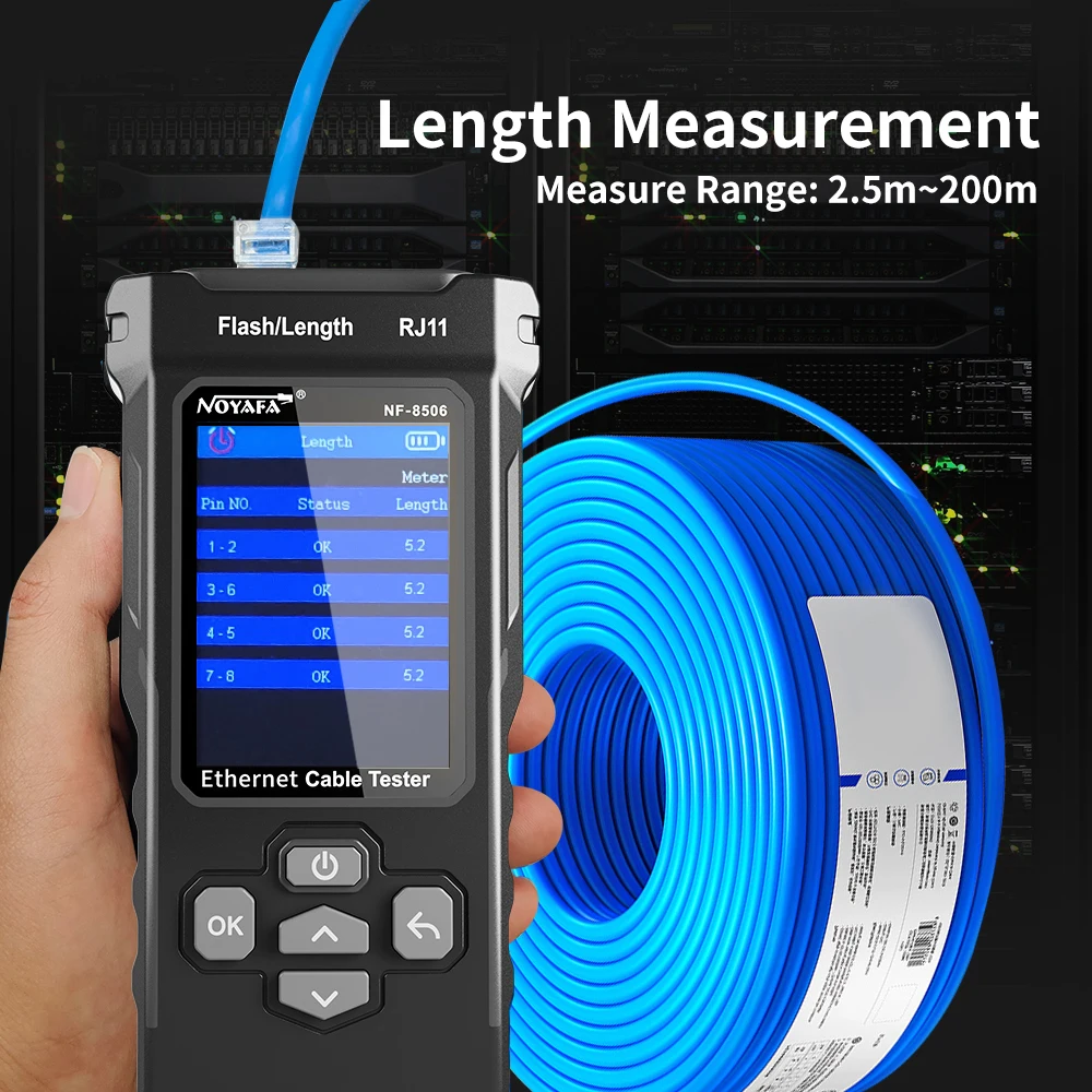 Imagem -04 - Noyafa-network Cabo Tester Nf8506 Cabo Suporte Tracker Teste ip Scan Poe Medida Comprimento Wiremap Multifunções