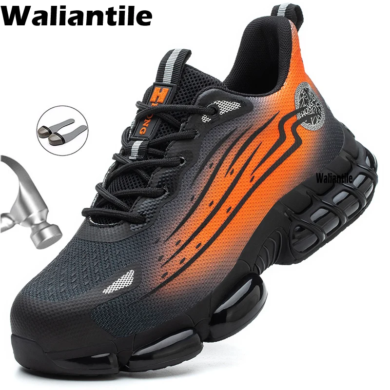 

Waliantile Safety Shoes Sneakers For Men Breathable Summer Construction Working Boots Non-slip Anti-smashing Indestructible Shoe