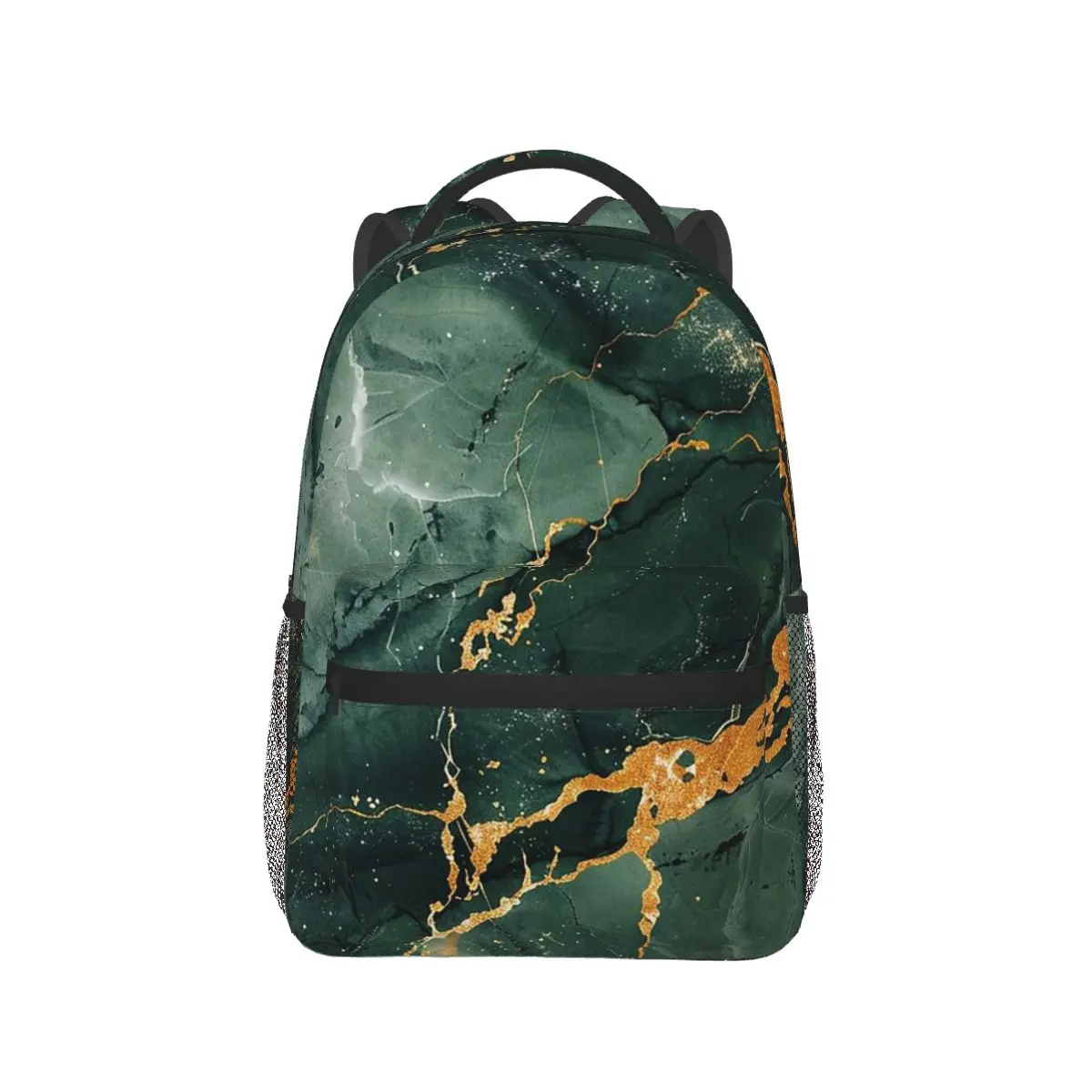 

Dark Green Marble Pattern Backpack Hot Sale Daypack Large Capacity Children BookBag School Bag Shoulder Bags for Men Women