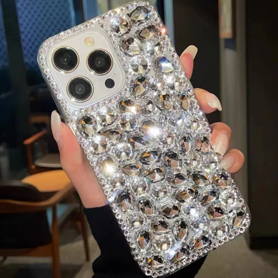 Rhinestone Cases for iPhone 16 15 14 13 12 11 Pro Max Plus mini X XS XR SE 2020 2022 Case Diamond Phone Cover Sunjolly