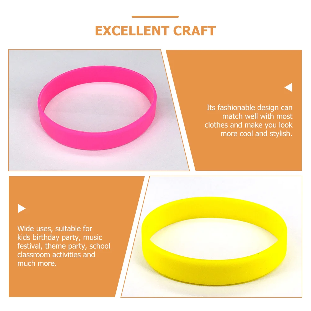 12 Pcs Silicone Wristbands Rubber Bracelets Hair Blank for Kids Silica Gel Child Hand Chain