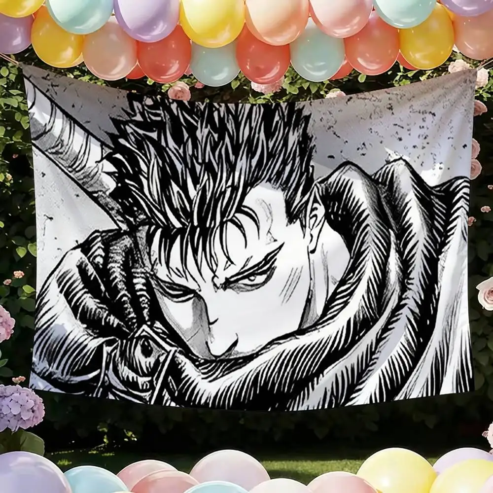Berserk Guts Hot Anime Funny Flags for Bedrooms Home Decor Items Outdoor Decors Garage Decoration Flaga