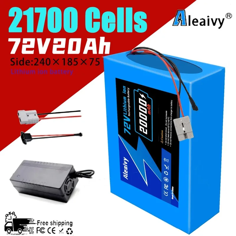 

Aleaviy 72V 20Ah Bike Lithium Battery Pack 20000mAh Li ion Battery for Bicycle Scooter with Charger
