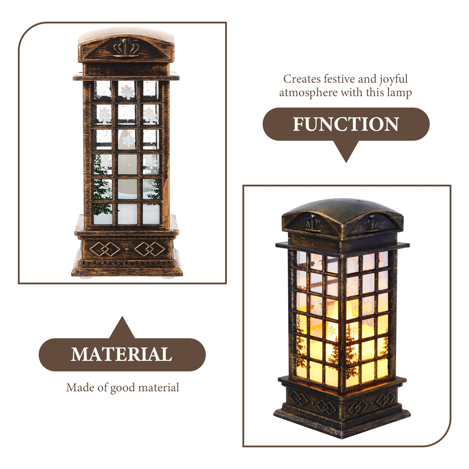 

Desktop Small Wind Light Ornaments Lantern Telephone Booth Lights Christmas Lamp Snowball Pvc Elder