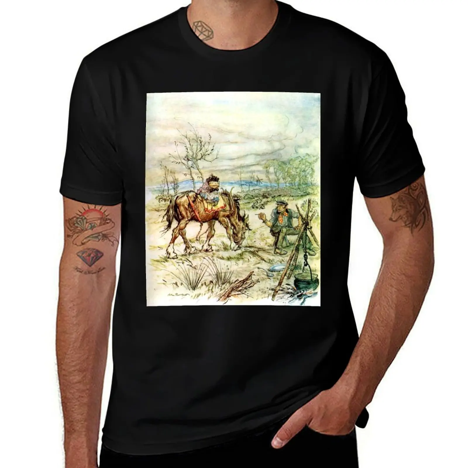 Mr. Toad and the Gypsy - The Wind in the Willows - Arthur Rackham T-Shirt cotton tshirt 100% T-Shirt