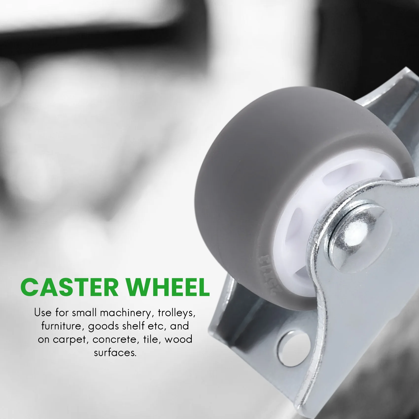 8PCS TPE Caster Wheels Duty Fixed Casters with Rigid Non-Swivel Base Ball Bearing Trolley Wheels Top Plate 1 Inch