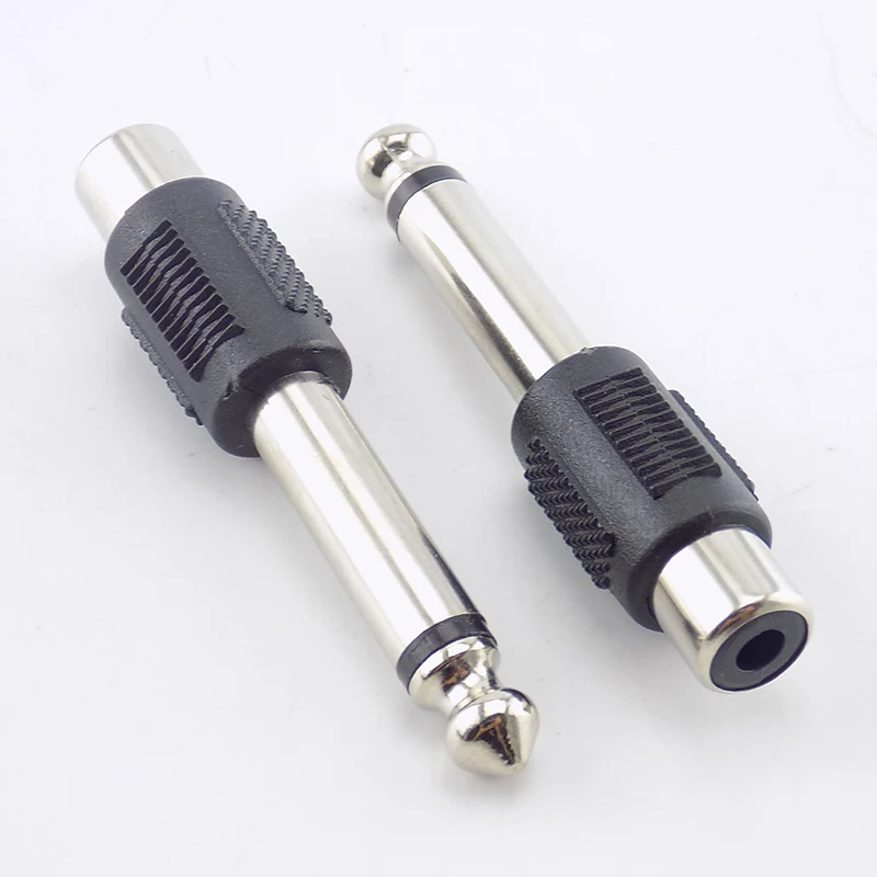 4 Uds conector hembra RCA/AV a conector macho de 6,35mm a adaptadores de Audio hembra RCA conectores para micrófono FM DIY L19