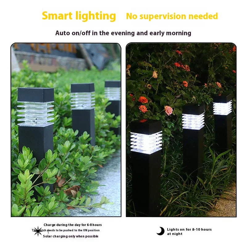 

Солнечные садовые фонари на открытом воздухе, водонепроницаемые газонные лампы для дворовой дорожки, освещение для ландшафтного украшения