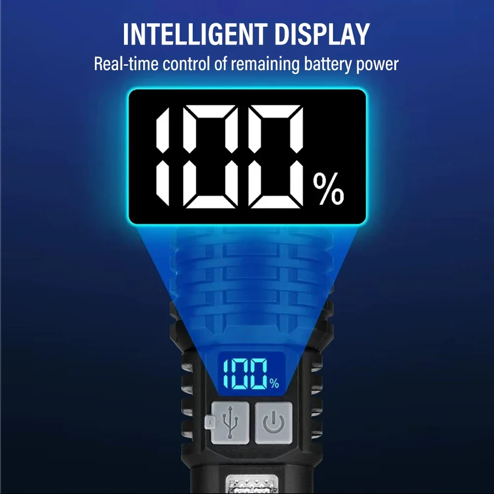 Leistungsstarke wiederaufladbare LED-Taschenlampe, taktisch, zoombar, 5 Modi mit 18650-Akku im Lieferumfang enthalten, für Camping, Angeln, Jagd, Notfall