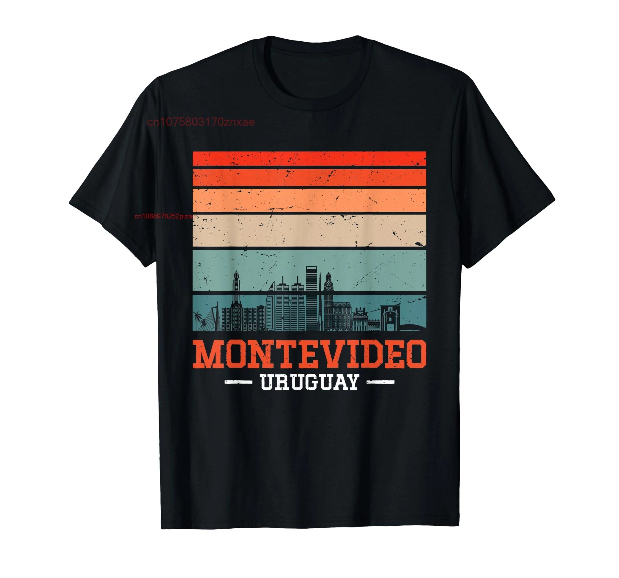 100% algodón Montevideo Uruguay Retro Vintage Sunset Skyline Montevideo camiseta hombres mujeres camisetas UNISEX tamaño S-6XL